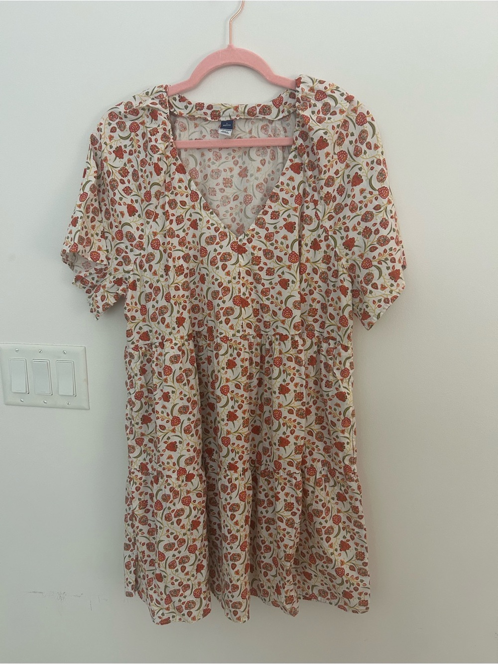 Old Navy Women’s Petite Large Floral Babydoll Mini Dress Puff Sleeve Cottagecore